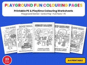 Playground Games Colouring Pages | Printable Colouring Page Worksheets | Active Play & PE Facts KS1
