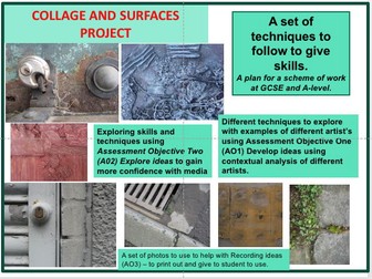 Surfaces: Theme GCSE. Observational/Artists/Techniques Assessment objectives for Coursework