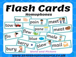 Homophone Flash Cards | Teaching Resources