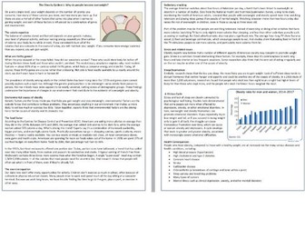 The Obesity Epidemic - Reading Comprehension / Informational Text