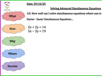 Solving Advanced Simultaneous Equations - Linear and Quadratic