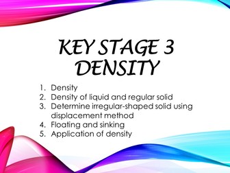 KS3_Secondary 1 checkpoint_worksheet and revision (with answer script): Density