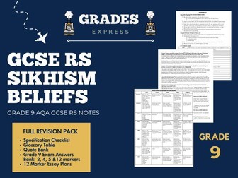 Grade 9 AQA GCSE RS: Sikhism Beliefs Full Revision Pack