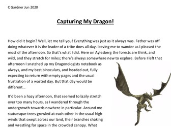 WAGOLL/Model Text Dragon Adventure Story Example
