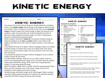 Kinetic Energy Reading Comprehension Passage and Questions - PDF