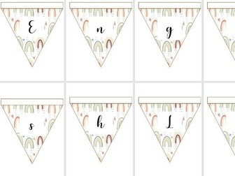 Boho rainbow English/Literacy bunting