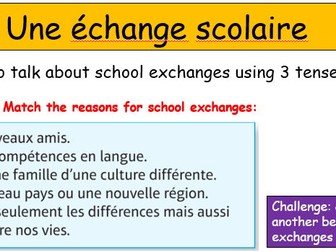 GCSE FRENCH STUDIO - Une échange scolaire (school trip)