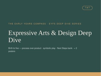 Expressive Arts & Design Deep Dive — Complete EYFS Practitioner Guide (0-5) + 2 Posters