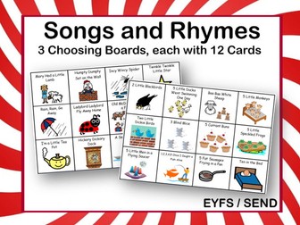 Songs and Rhymes Choosing Boards EYFS SEND