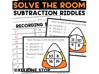 Subtraction to 20 Facts Riddles Solve the Room