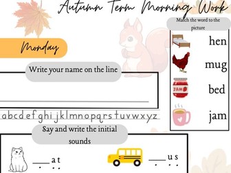 Autumn Term English Morning Work Year 1  | EYFS Consolidation