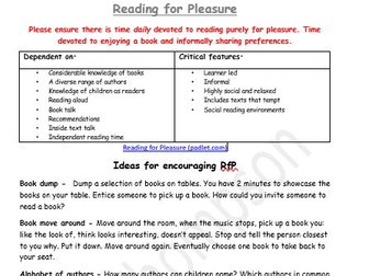 Reading for Pleasure Ideas Handout