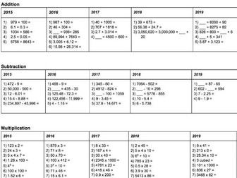 KS2 Maths SATs Arithmetic Questions