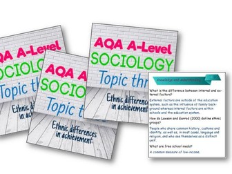 AQA A Level Sociology revision cards Ethnicity