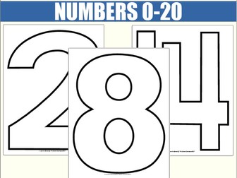 Number Outline 0-20 for Display or Crafts
