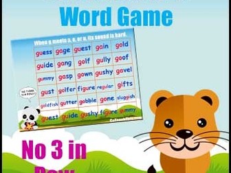 No Three in a Row Word Game -  focuses on Soft G & Hard G Sounds