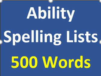Ten sets of five ABILITY SPELLING LISTS (500 words in total)