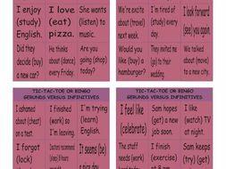 Gerunds Versus Infinitives Tic-Tac-Toe or Bingo