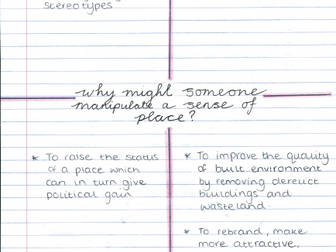 A Level Geography Changing Places Notes