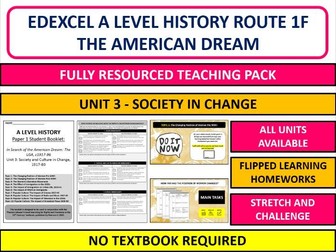 A-Level History Edexcel Route F: American Dream EQ3 Teaching Pack – Society and Culture 1917–80