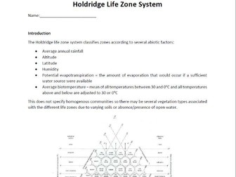 Holdridge Life Zone worksheet