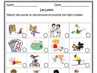 Les Loisirs (French Free-Time activities)  worksheets for distance learning.