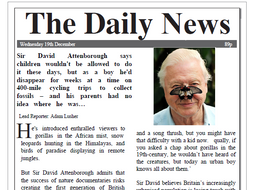 Sir David Attenborough Newspaper Report Comprehension KS2 ...