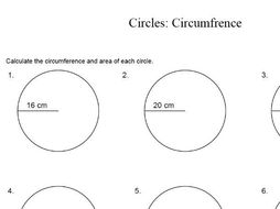 Free math worksheets on circumference