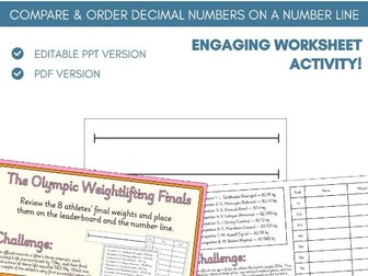 Order & Compare Decimals on a Number Line | Worksheet Activity | Place Value