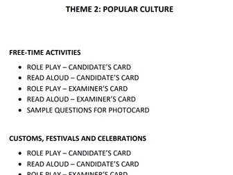 AQA Speaking Assessment Materials - Theme 2