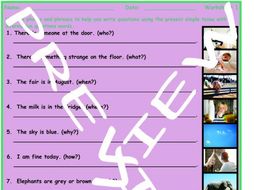 Present Simple Tense Information Questions Words 3 Photo Worksheet Set