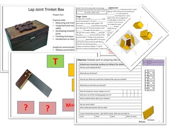 Lap joint  box project booklet/plans/worksheets/quizzes/resources.