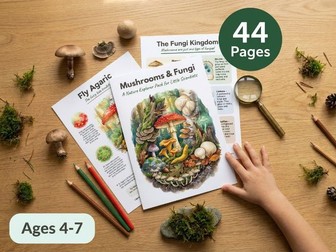 Mushroom & Fungi Nature Study | Ages 4-7 | Spore Print Experiment | 44 Pages