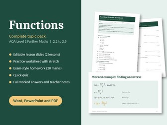 AQA Level 2 Further Maths: Functions Pack