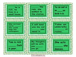 Linking Words and Connectors Card Game 4 Pages = 36 Cards