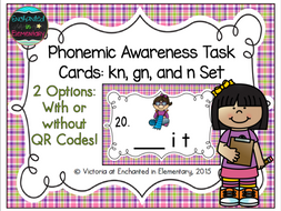 Phonemic Awareness Task Cards: Kn, gn, and n Set