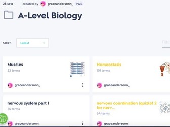 AQA A Level Biology Quizlet folder for entire specification