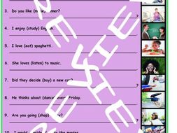 Gerunds versus Infinitives 3 Photo Worksheet Set