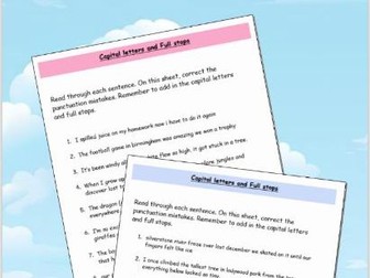 Adding Capital Letters and Full Stops – Two sentences