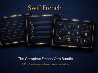 French Verb Engine + Self-Grading Quiz Suite (21 Verbs, 7 Tenses)