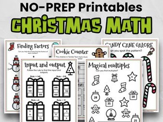 Christmas Math Worksheets & Printables Pack - Christmas Activities for 4th Grade