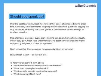 Free sample Citizenship dilemma cards