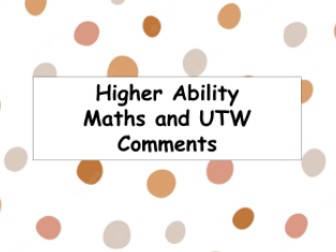 EYFS Higher ability Maths and Science/UTW comments