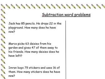 Subtraction word problems