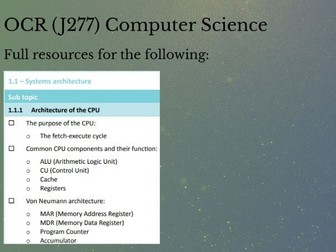 OCR GCSE Computer Science - 1.1 System Architecture