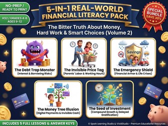 5-in-1 Financial Literacy Worksheets Pack Vol. 2 | KS2 Real-World Math & SEL