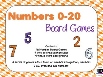 Number Recognition Board Games 0-20