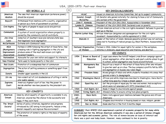 AQA USA Opportunity and Inequality Knowledge Organiser - Post-War USA