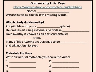 Art/Textiles - Goldsworthy Fill in the Gaps
