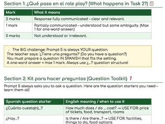 Pearson Edexcel New Spanish GCSE - Speaking Preparation - RolePlay F